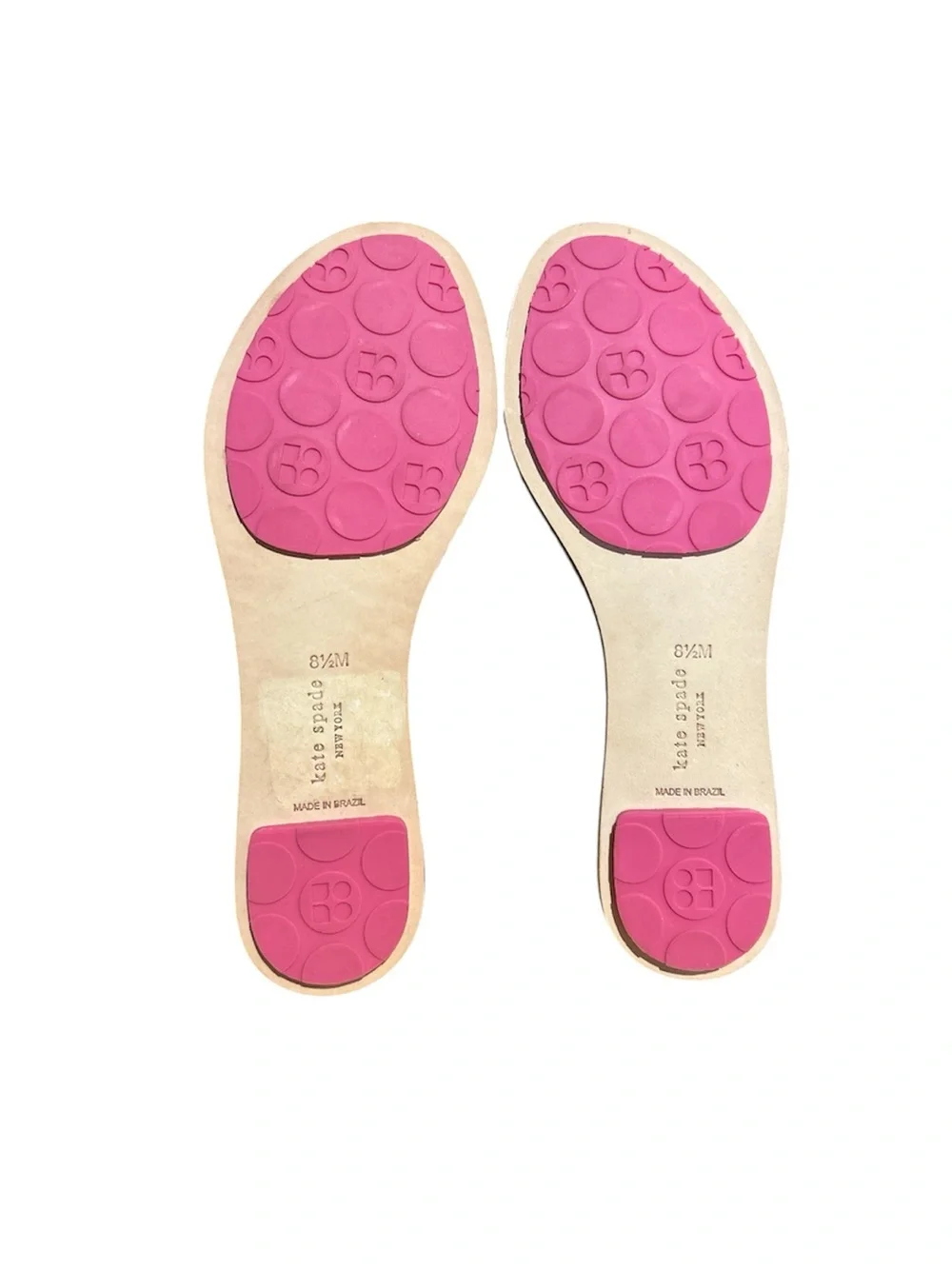 Kate Spade Pink Raffia and Gold Bow Amelia Slide Sandals